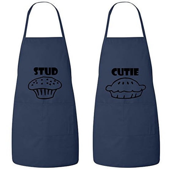 FASCIINO Set of Stud Muffin and Cutie Pie His and Hers Chef Couples Aprons Set (2pcs)