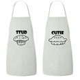 thumbnail image 1 of FASCIINO Set of Stud Muffin and Cutie Pie His and Hers Chef Couples Aprons Set (2pcs), 1 of 1