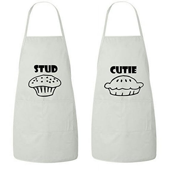 FASCIINO Set of Stud Muffin and Cutie Pie His and Hers Chef Couples Aprons Set (2pcs)