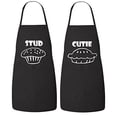 thumbnail image 1 of FASCIINO Set of Stud Muffin and Cutie Pie His and Hers Couples Apron Valentines Wedding Bridal Gift 2pcs (White Print), 1 of 1
