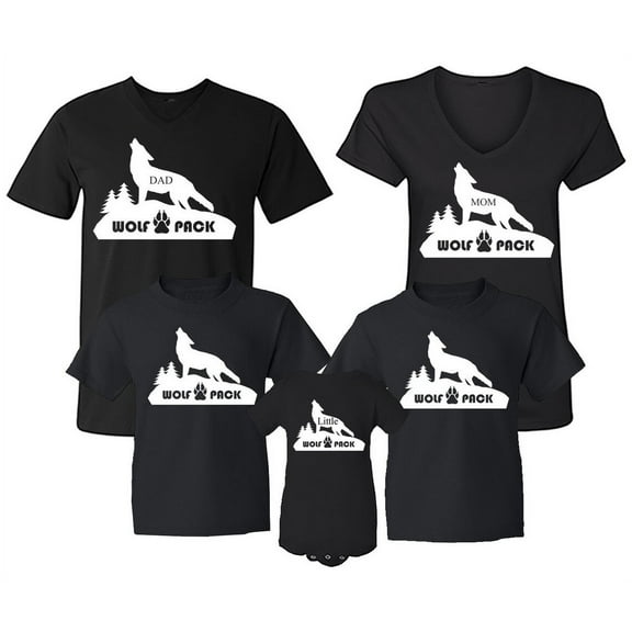FASCIINO Wolf Pack Family Matching T-shirts (Dad, Mom, Sister, Brother, Little)