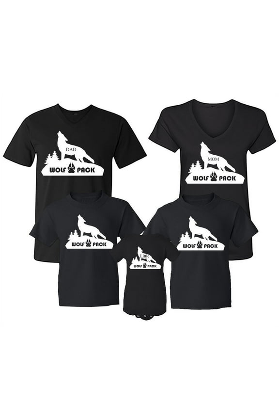 Wolf Pack Family Matching T-shirts (Dad, Mom, Sister, Brother, Little)