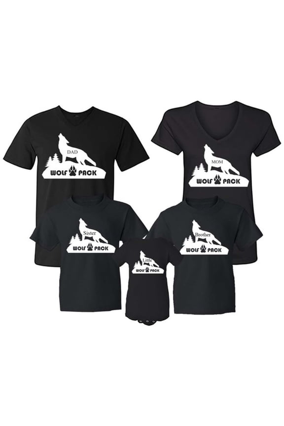 Wolf Pack Family Matching T-shirts (Dad, Mom, Sister, Brother, Little)