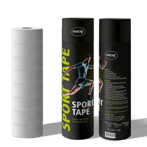 FASCIQ Rigid Sport Strapping Tape: 1-1/2 in. x 15 yds. (White) 8-pack