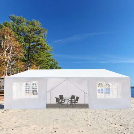 STRONG CAMEL 10x20/30 White Party Canopy Tent  BBQ Gazebo Pavilion  With Side Walls