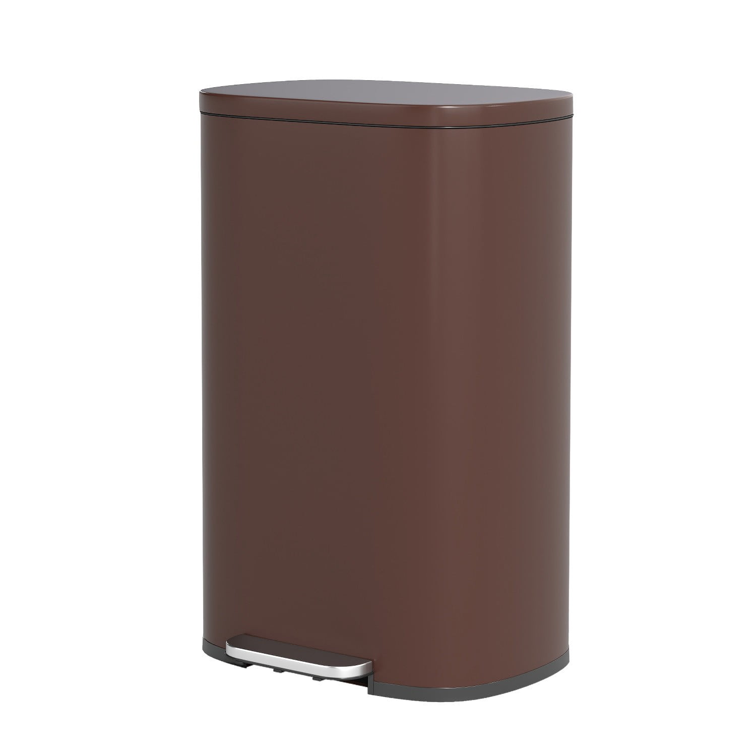 FASCK 13 Gallon/50 L Garbage Can Kitchen Trash Can with Lid for Office Bedroom Bathroom Step Trash Bin Fingerprint-Proof Brushed Stainless Steel 13 Gallon / 50 Liter,Brown