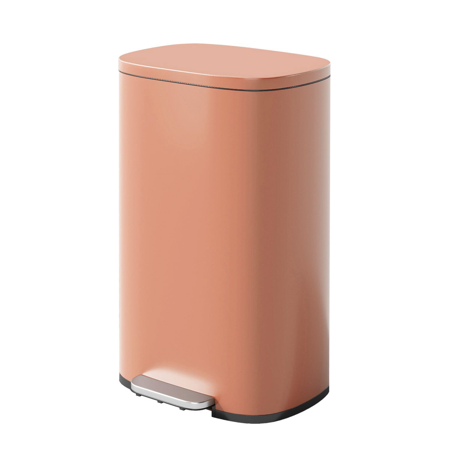 FASCK 13 Gallon/50 L Garbage Can Kitchen Trash Can with Lid for Office Bedroom Bathroom Step Trash Bin Fingerprint-Proof Brushed Stainless Steel 13 Gallon / 50 Liter,Pink