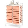 thumbnail image 1 of FASCK  15-Drawer Rolling Storage Cart, Mobile Utility Cart with Heavy-duty Frame & Lockable Wheels, Multipurpose Storage Organizer for Tools, Paper, Home, Office, School, Peach, 1 of 7