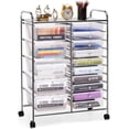 thumbnail image 1 of FASCK  15 Drawer Rolling Storage Cart, Multipurpose Mobile Storage Organizer w/Removable Drawers & Metal Frame, Utility Tools Paper Organizer on Wheels for Home, Office (Transparent), 1 of 7