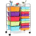 thumbnail image 1 of FASCK  15 Drawer Rolling Storage Cart, Multipurpose Mobile Storage Organizer w/Removable Drawers & Metal Frame, Utility Tools Paper Organizer on Wheels for Home, Office (Multi-color), 1 of 7
