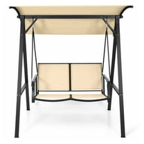 FASCK 2-Person Patio Swing with Adjustable Canopy & Weather-Resistant Glider, Outdoor Porch Garden Swing for Backyard Relaxation