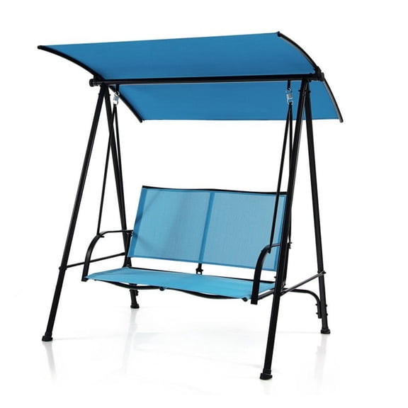 FASCK 2-Seat Outdoor Canopy Swing, Heavy-Duty Metal Frame & Comfortable Fabric Seat, Weather-Resistant Patio Porch Garden Swing