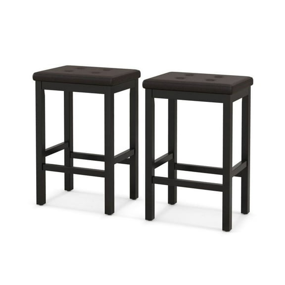 FASCK 24 Inch Bar Stools, Padded Seat Footrest & Rubber Wood Frame, Counter Height Stools for Kitchen Island, Bar, Diner