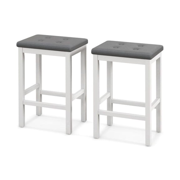 FASCK 24 Inch Bar Stools with Padded Seat, Footrest & Rubber Wood Frame, Comfort Stools for Kitchen, Bar, Counter, Pub