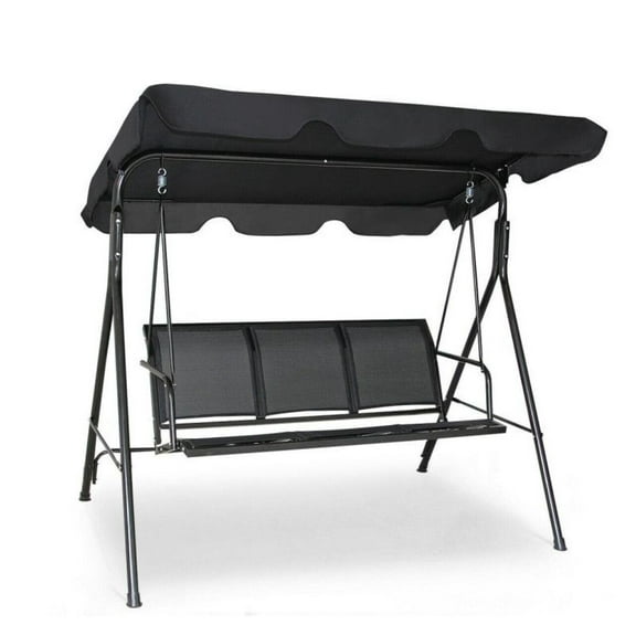 FASCK 3-Person Patio Swing with Adjustable Canopy, Steel Frame & Comfortable Recliner for Porch, Garden, Backyard Outdoor Relaxation