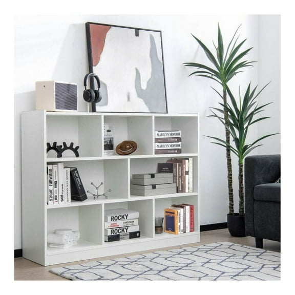 FASCK 3-Tier Bookcase with 8 Cubes, Floor Standing Storage Shelves, Open Display Cabinet for Living Room, Office, Decor