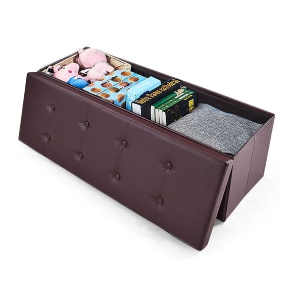 FASCK 45 Inches Large Folding Storage Ottoman Bench with Memory Foam, for Living Room, Bedroom, Footrest, Storage Chest for Blankets, Toys, Foldable
