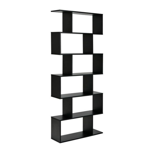 FASCK 6-Tier S-Shaped Bookshelf, Z-Shelf Storage Display Bookcase, Modern Decor for Living Room, Office, Space Saver