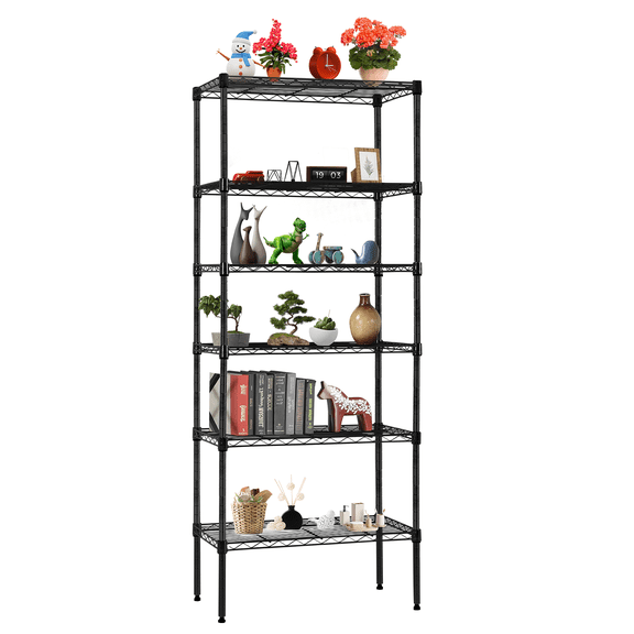 FASCK  6 Tier Wire Shelving Units Adjustable Metal Storage Rack 23L x 13W x 59H NSF Pantry Shelves Kitchen Organization Shelf for Kitchen Garage Small Places Commercial,Black