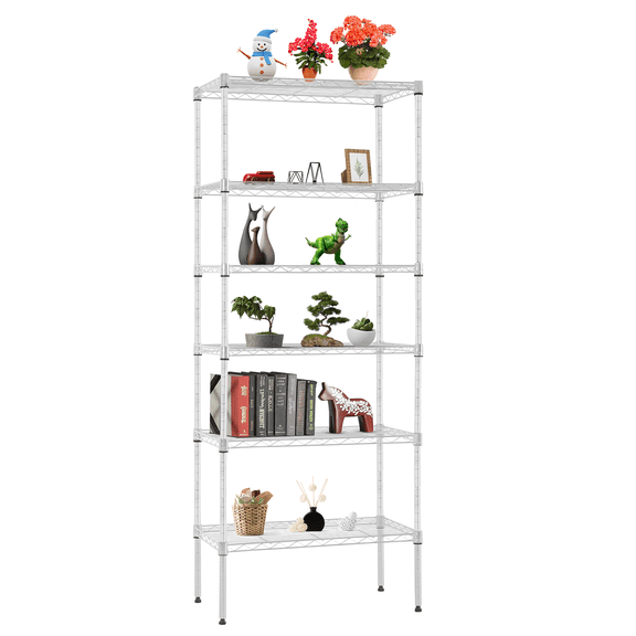 FASCK  6 Tier Wire Shelving Units Adjustable Metal Storage Rack 23L x 13W x 59H NSF Pantry Shelves Kitchen Organization Shelf for Kitchen Garage Small Places Commercial,Chrome