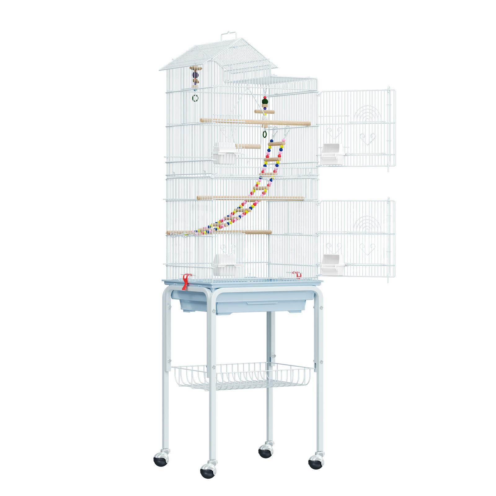 FASCK 62-inch Metal Bird Cage: Spacious Bird Cage for Cockatiels ... - Spacious Bird Cage With Exercise Wheel