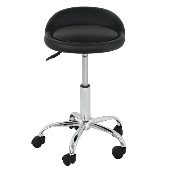 FASCK Adjustable Height Hydraulic Rolling Swivel Stool Tattoo Facial Massage Spa Salon Medical Stool with Back Rest,Black