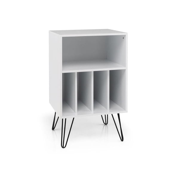 FASCK Freestanding Record Player Stand with Storage Cabinet&nbsp;- Vinyl Record Storage with Metal Legs, for Turntable, Living Room, Sturdy & Spacious, Modern Design