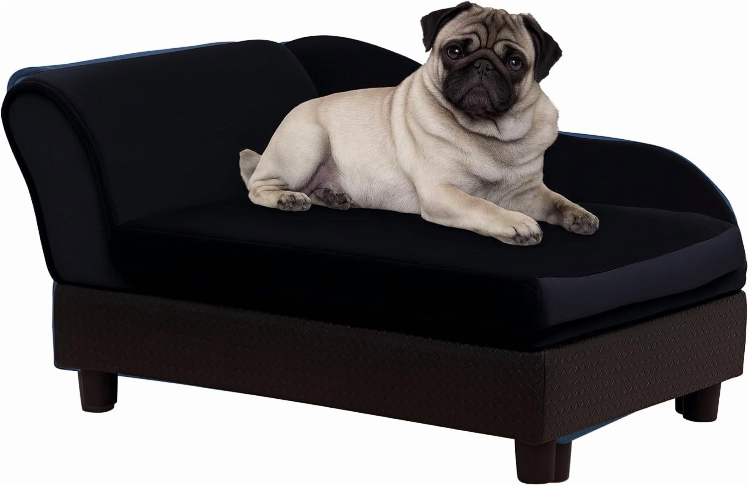FASCK Luxury Fancy Dog Couch with Hidden Storage, Small Dog Sofa Bed with 2" Soft Foam, Modern Pet Furniture for Puppies & Little Breeds, Black