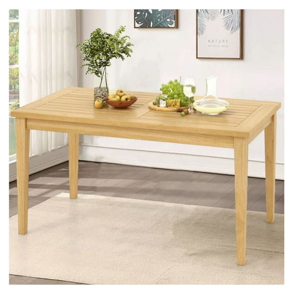 FASCK Outdoor Teak Wood Coffee Table 20x35.5 Inch, Slatted Tabletop & Weather-Resistant, for Balcony Patio Garden