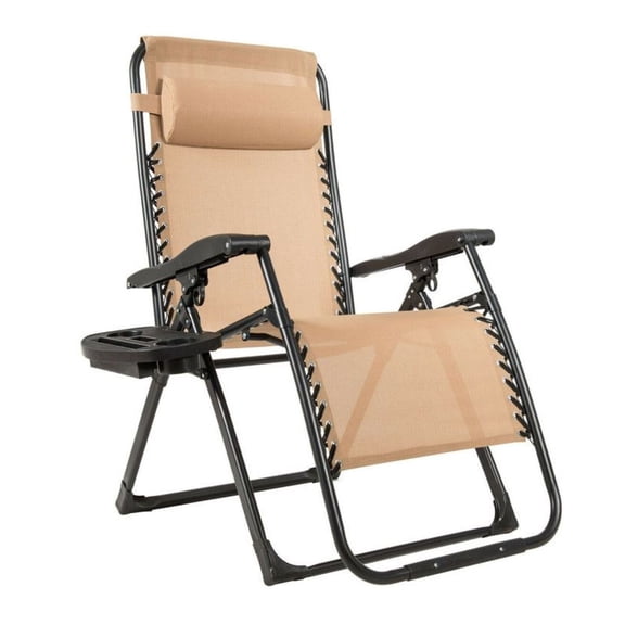 FASCK Oversize Lounge Chair with Cup Holder, Heavy Duty Outdoor Recliner for Patio, Poolside, Beach, Extra Wide Seat for Comfort