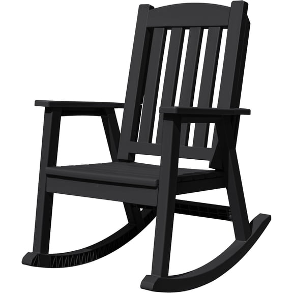 FASCK PP Material Rocking Chair Outdoor Indoor All Weather High Back Patio Rocker for Adult Heavy Duty Rocking Chair for Patio Backyard Porch Garden (Heavy Duty, Black)
