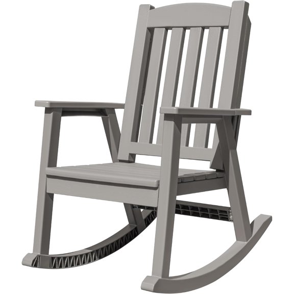 FASCK PP Material Rocking Chair Outdoor Indoor All Weather High Back Patio Rocker for Adult Heavy Duty Rocking Chair for Patio Backyard Porch Garden (Heavy Duty, Light Brown)