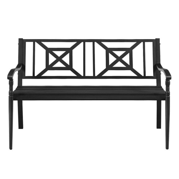 FASCK Patio Garden Bench with Powder Coated Steel Frame, Weather-Resistant Outdoor Bench for Park, Garden, Commercial Use, Easy Assembly
