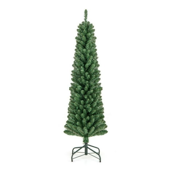 FASCK Pencil Christmas Tree with Memory Wire Branch Tips & Warm LED Lights, Realistic Slim Xmas Tree for Small Spaces Home Office