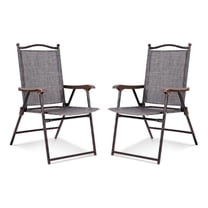 FASCK Set of 2 Patio Folding Sling Back Camping Deck Chairs, Portable Outdoor Chairs for Beach, Garden, Travel, Lightweight & Durable