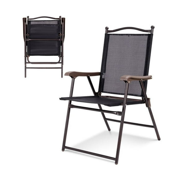 FASCK Set of 2 Patio Folding Sling Back Camping Deck Chairs, Portable Outdoor Chairs for Beach, Garden, Travel, Lightweight & Durable