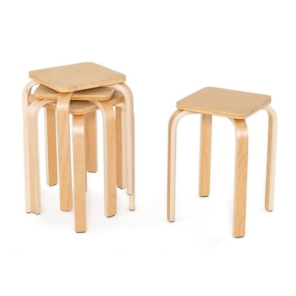 FASCK Stackable Stools Set of 4 with Square Top, Rounded Corners, Utility Stools for Kitchen, Workshop, Garage, Bar