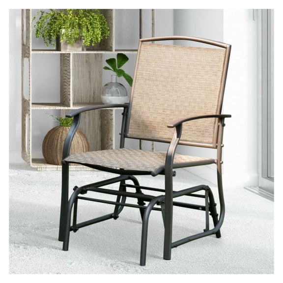 FASCK Steel Frame Garden Swing Glider Chair, Single Seater Rocking Chair for Patio, Porch, Outdoor Relaxation, Comfortable Cushioned Seat