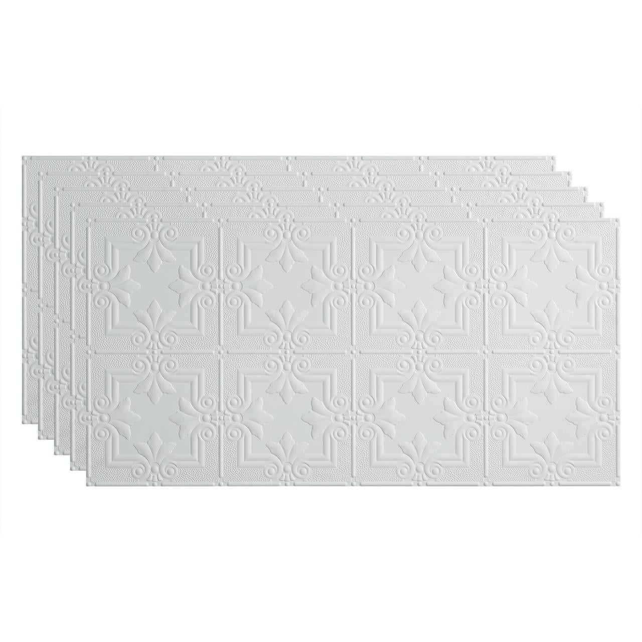 Matte White Decorative Vinyl Glue Up Ceiling Tiles, 48 x 24 in