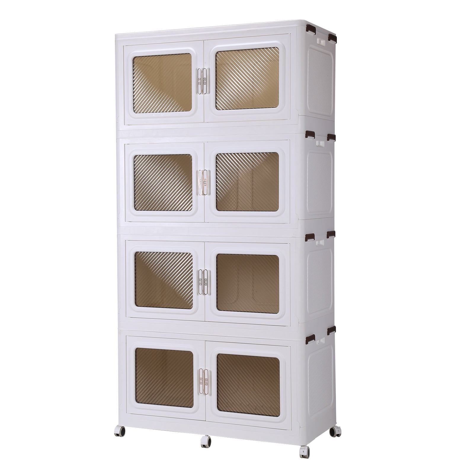FASDRESS 4 Tier Stackable Storage Cabinet with Doors And Wheels for ...