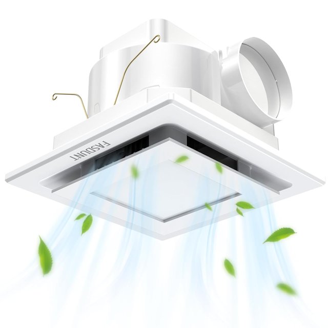 FASDUNT Bathroom Ceiling Extractor Vent with LED Light, 12W, 120 CFM, 1