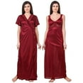 thumbnail image 1 of FASENSE Plus Size Satin Nightwear Sleepwear Full Length nighty with robe set for women OM007, 1 of 1