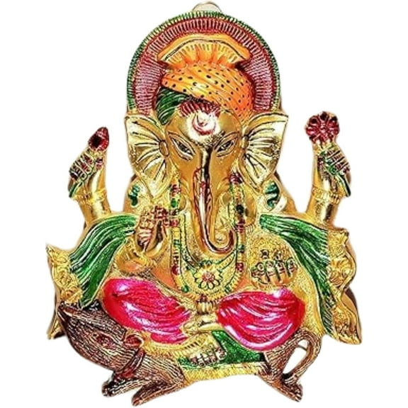 FASHCRAFTS Handicrafts Metal Ganesha ji Statue Ganpati Wall Hanging Sculpture Wall Decor Idol Religious Gift