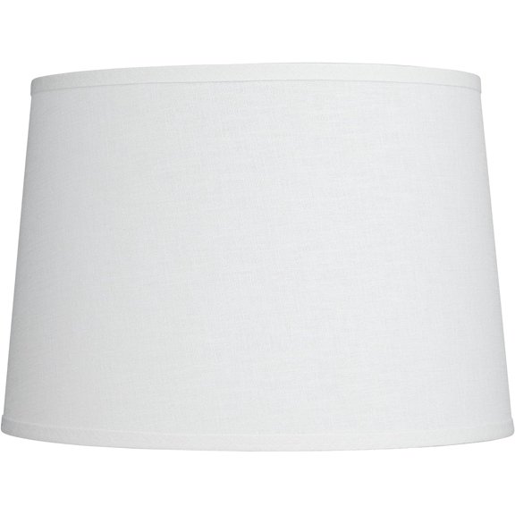 FASHENG 14"x16"x11" White Tapered Drum Lamp Shade, Hardback Linen, Spider Fitter, w/Harp & Finial, 150W Max