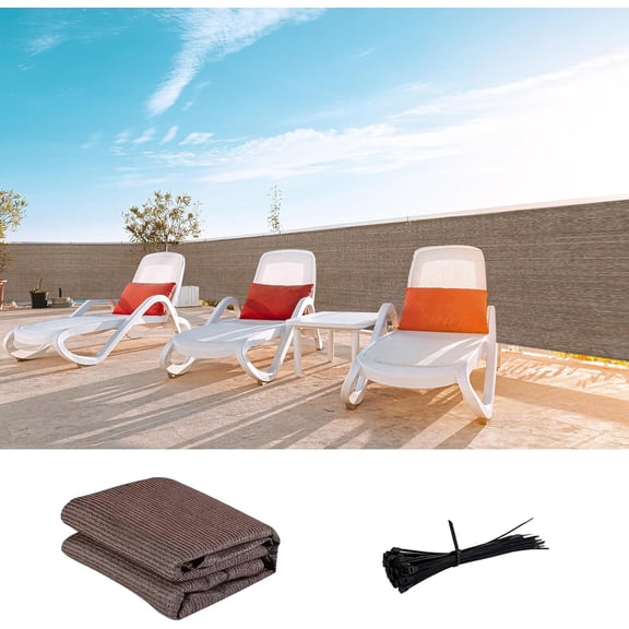 FASHENG 3'x24' Brown Balcony Privacy Screen, 90% UV Block Fence for Outdoor Pool, Garden & Apartment Railing, Custom Size HDPE Shade