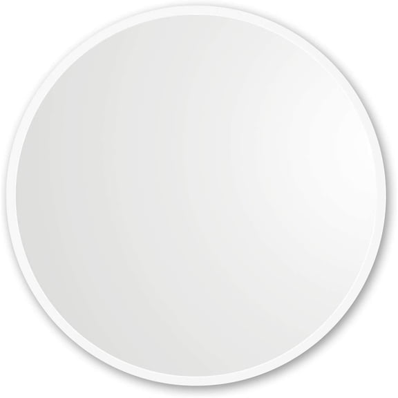 FASHENG 36" Round Bathroom Wall Mirror, White Rubber Frame, 1/4" Thick Glass, Easy Install
