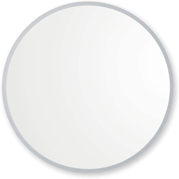 FASHENG 36" Round Gray Rubber Framed Wall Mirror for Bathroom Vanity - Modern Design
