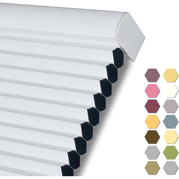 FASHENG Custom Size 100% Blackout Cordless Cellular Shades & Blinds Honeycomb Blinds Bottom up Waterproof Thermal Insulated Window Shades for Home, Windows and Kitchen White