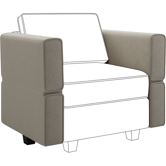 FASHENG Modular Sofa Armrest Backrest Module, Adjustable for Sectional Couch, Velvet Grey