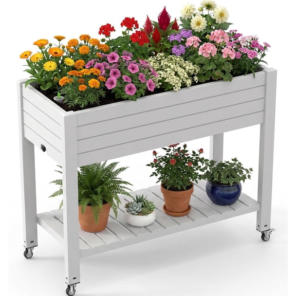FASHENG Premium Cedar Elevated Planter, 16"x16"x17" (3/4" Thick) - North American Cedar, Outdoor, Safe for Veggies